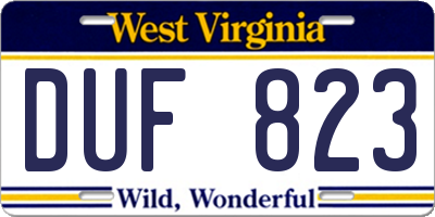 WV license plate DUF823