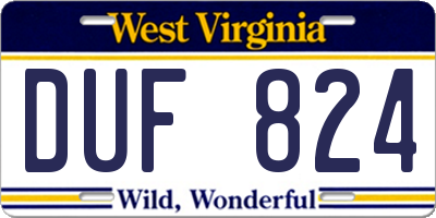 WV license plate DUF824