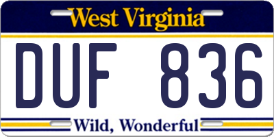 WV license plate DUF836