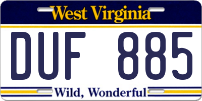WV license plate DUF885
