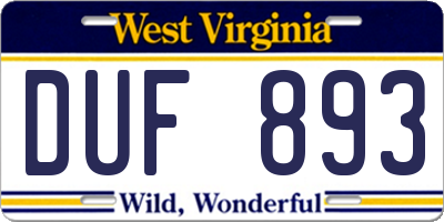 WV license plate DUF893