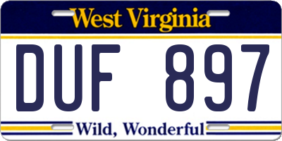 WV license plate DUF897
