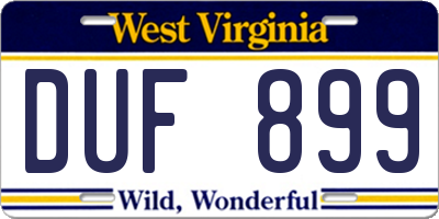 WV license plate DUF899