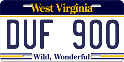 WV license plate DUF900