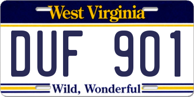 WV license plate DUF901