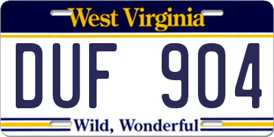WV license plate DUF904