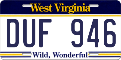 WV license plate DUF946