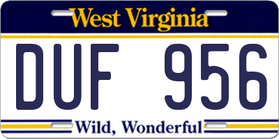 WV license plate DUF956