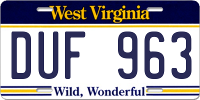 WV license plate DUF963