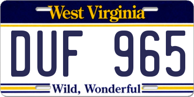 WV license plate DUF965