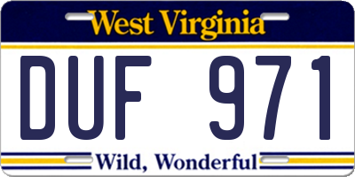 WV license plate DUF971