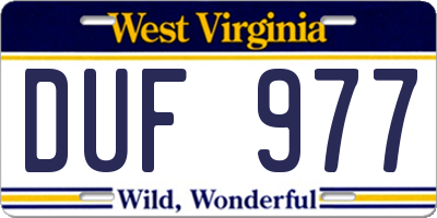 WV license plate DUF977
