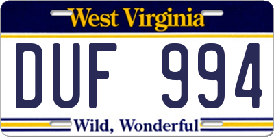 WV license plate DUF994