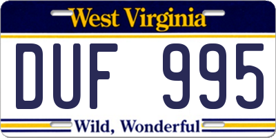 WV license plate DUF995