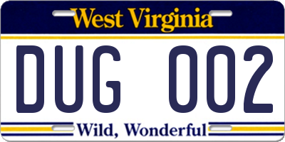 WV license plate DUG002