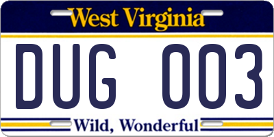 WV license plate DUG003