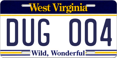 WV license plate DUG004