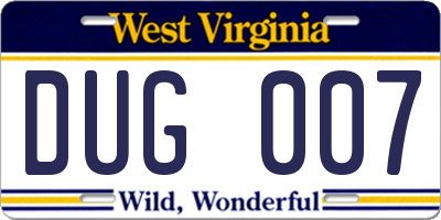WV license plate DUG007