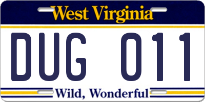 WV license plate DUG011