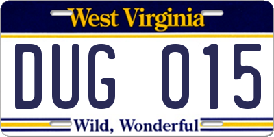 WV license plate DUG015