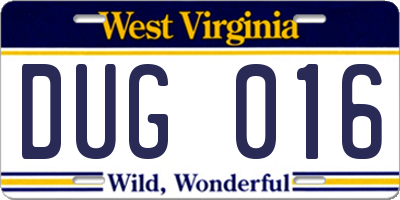 WV license plate DUG016