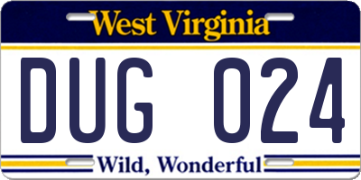 WV license plate DUG024