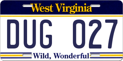 WV license plate DUG027
