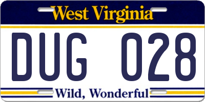 WV license plate DUG028