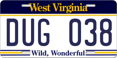 WV license plate DUG038