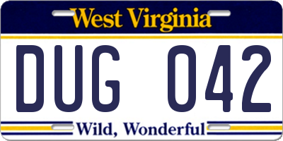 WV license plate DUG042