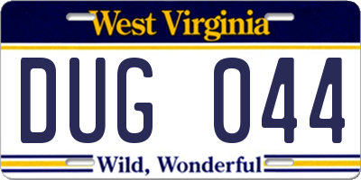 WV license plate DUG044