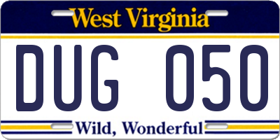 WV license plate DUG050