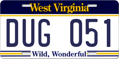 WV license plate DUG051
