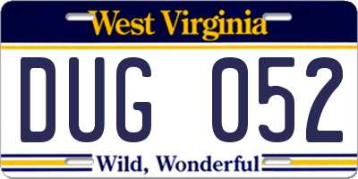 WV license plate DUG052