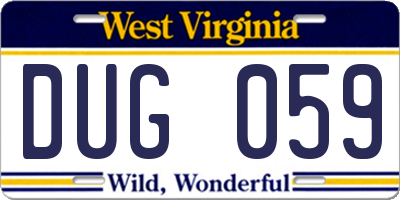 WV license plate DUG059