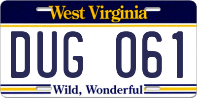 WV license plate DUG061