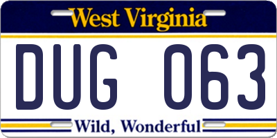 WV license plate DUG063