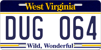 WV license plate DUG064