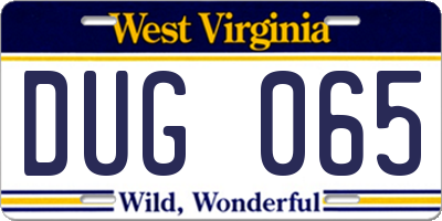 WV license plate DUG065