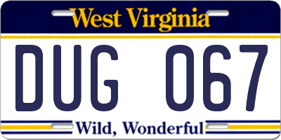 WV license plate DUG067
