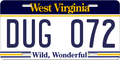 WV license plate DUG072