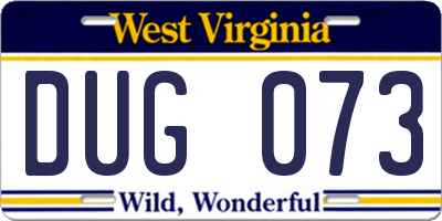 WV license plate DUG073