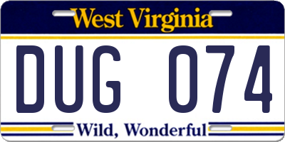 WV license plate DUG074