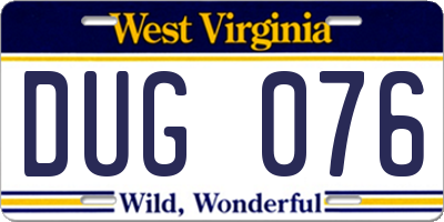 WV license plate DUG076