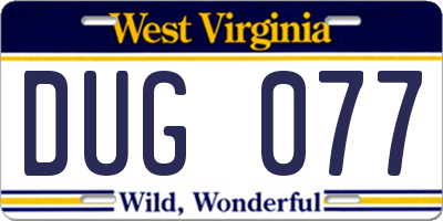 WV license plate DUG077