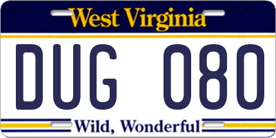 WV license plate DUG080