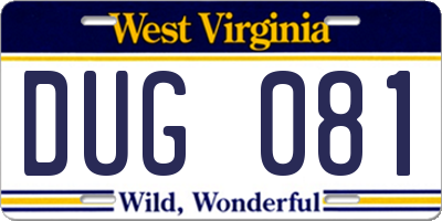 WV license plate DUG081