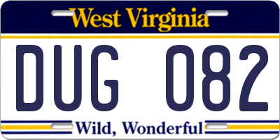 WV license plate DUG082