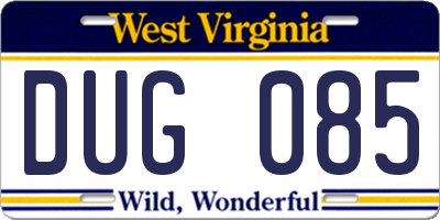 WV license plate DUG085