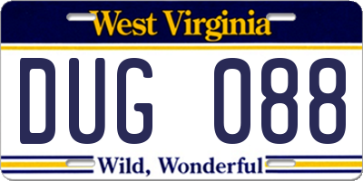 WV license plate DUG088